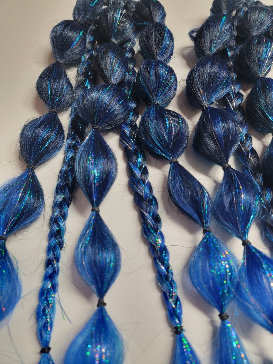 Blue Disco Festival Braid Tie In's