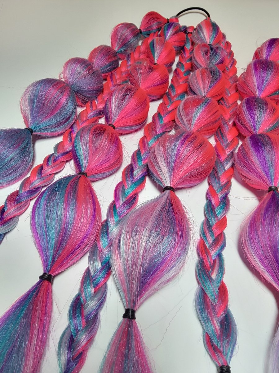 Neon Barbie core Festival Braid Tie In's