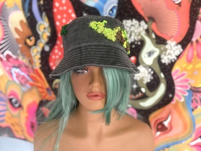 Hand Embroidered Moss Bucket Hat
